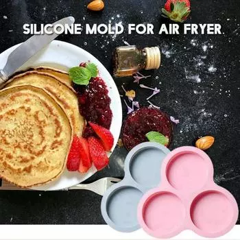 Liners Non Stick Heating Baking Pad Hamburger Bun Pan Egg Mold Air Fryer Egg Pan Silicone Mould розовый