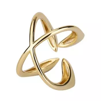 Lines Crossed Geometric Ring for Gifting and Everyday Wear Adjustable Size Open Ring Handmade Temperament Jewelry золотой