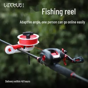Linhu Портативный PE-устройство для намотки рыболовной катушки и основной лески Portable plastic handle чёрный/красный