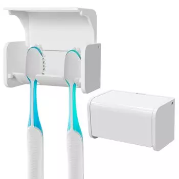 Linkidea 2 Pack держатель зубных щеток с крышкой для настенного медицинского шкафа органайзер для хранения зубных щеток с самоклеящейся пленкой
