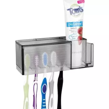 Linkidea 5 Slots Wall Mount Toothbrush Holder with Cover for Shower Plastic Multifunctional Toothpaste Toothbrush Organizer Compatible with Cross