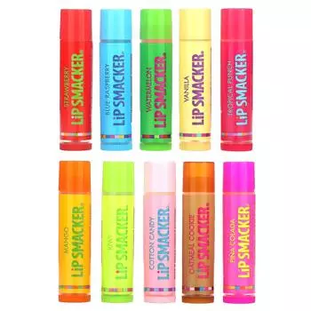 Lip Smacker, бальзам для губ, ассорти вкусов, 10 упаковок, 4 г (0,14 унции) каждый