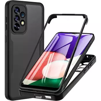 Жидкий силиконовый чехол на 360 градусов для Samsung Galaxy A53 5G A33 5G A23 5G A23 4G A73 5G A13 4G защитный противоударный защитный чехол For A53 5G чёрный
