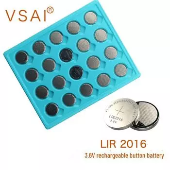 LIR2016 3,6 В аккумуляторная батарейка-таблетка — заменяет CR2016 для автомобильных ключей, перезаряжается до 500 раз LIR 2032