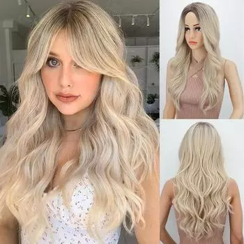 LISI HAIR Синтетические длинные парики Ombre Blonde Парик Термостойкое волокно Парик для женщин Ежедневное вечернее использование 60cm