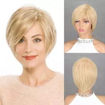 LISI HAIR Синтетические короткие прямые волосы Натуральные парики Светлый парик для женщин Ежедневное термостойкое волокно 30cm