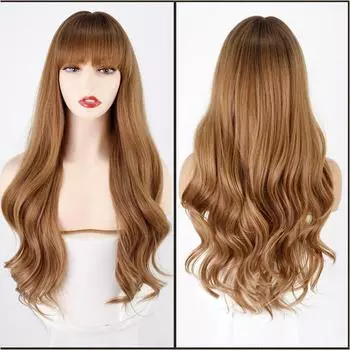 LISI HAIR Синтетический парик Длинные натуральные волнистые каштановые волосы парики с челкой для женщин Косплэй вечеринка Лолита термостойкое волокно