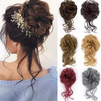 LISI HAIR Синтетический вьющийся шиньон с резинкой Резинки для волос Небрежный пучок для волос Прическа Наращивание шиньонов для женщин A
