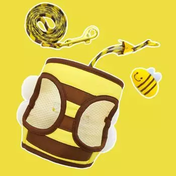 Little Bee Dog Chest and Back Strap Cute Cartoon Pet Vest Style Chest and Back Strap Outdoor Dog Walking Leash S