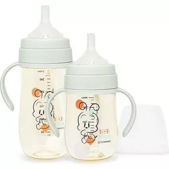Little Bobdog Infant PPSU Детская соломенная чашка в двойной упаковке, набор 180 мл + 270 мл, мятный, 1 комплект