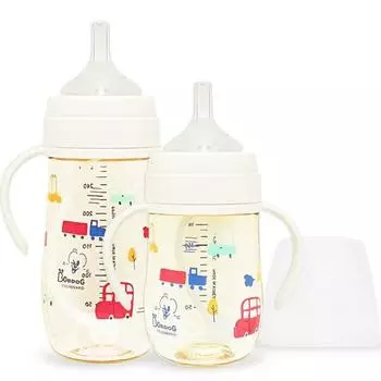 Little Bobdog Infant PPSU Ttttttttppbbang Соломенная чашка в двойной упаковке, набор 180 мл + 270 мл, кремово-белый, 1 комплект
