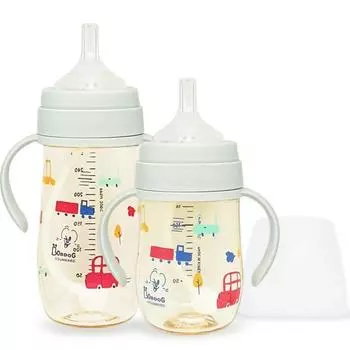 Little Bobdog Infant PPSU Ttttttttppbbang Соломенная чашка в двойной упаковке, набор 180 мл + 270 мл, мятный, 1 комплект