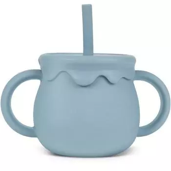 Little Cloud Baby Honey Pot Мульти-силиконовая соломенная чашка 250 мл, 1 шт, пыльно-синий