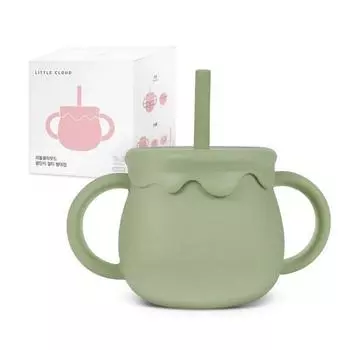 Little Cloud Baby Honey Pot Мульти-силиконовая соломенная чашка 250 мл, 2, оливковый