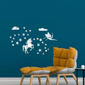 Little fairy star horse acrylic wall stickers children s room bedroom wall stickers decoration creative warm ins