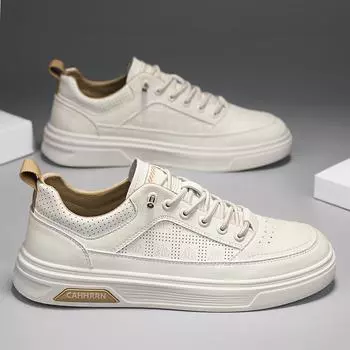 Little White Men s Shoes 2025 New Spring Breathable Casual Versatile Flat Shoes One Foot Increasing Height Non-slip Sports Trendy Shoes 39