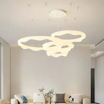 Living room pendant lamp 2024new modern simple atmosphere main lamp creative circular Nordic led headlight hall lamp 3-color light