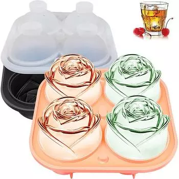 LMETJMA 3D Rose Ice Molds силиконовый лоток для кубиков льда с прозрачной крышкой воронкообразного типа устройство для приготовления ледяных шариков для коктейлей из виски и сока JT07 чёрный