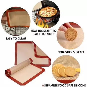 LMETJMA Silicone Baking Mat Non-Stick Reusable Silicone Pastry Baking Mat Food Grade Liquid Silicone Baking Mats KC0474