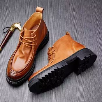 Locomotive Martin Boots Men s High Top British Style Men s Boots Medium Tube Tooling Boots Low Top Leather Boots Universal 38 чёрный