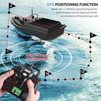 Лодка для рыбалки с GPS-наживкой и большим контейнером для наживки. Автоматическая лодка для наживки с дистанцией 400-500 м. EU 5200mAh чёрный