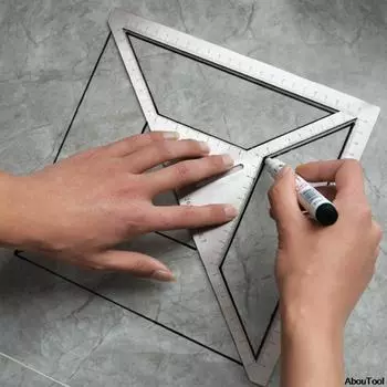 Локатор для слива в полу 20x20 см, треугольная линейка для плитки из нержавеющей стали, линейка для позиционирования трапов в полу, измерительный инструмент для каменщика