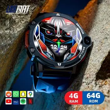 LOKMAT APPLLP 6 PRO Android 4G Смарт-часы-телефон Полный круглый сенсорный экран Двойная камера GPS Wi-Fi Вызов Wacth Монитор сердечного ритма чёрный