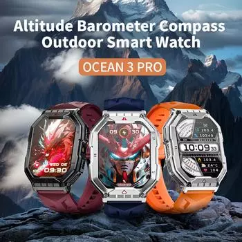 LOKMAT Ocean 3 Pro Спортивные умные часы Прочные фитнес-водостойкие умные часы Монитор сердечного ритма Часы с полным сенсорным экраном чёрный