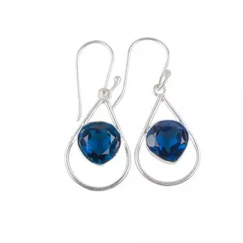 London Blue Topaz Gemstone 925 Sterling Silver jewelry Handmade Earrings 1.50 EE-38-7