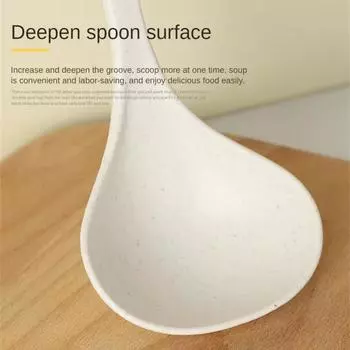 Long-handled Soup Spoon Thickened Wheat Straw Wall-mounted Spoon Household Durable Hot Pot Spoon Kitchen Utensils