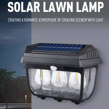 Long Lasting Life Solar Tungsten Filament Light 1/2/3 Lamps Waterproof LED Patio Wall Sconce Separate Panel Durable