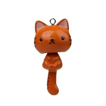 Long Polyresin Tail Cat Figurine With Keyring For Car Decor And Event Gifts Orange Cat