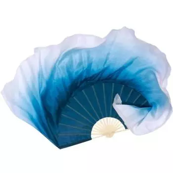 Long Silk Hand Dye Folding Fan Half Circle Belly Dance Fan Durable Classical Dance Fan For Women Fan Bone 31 Floater 30