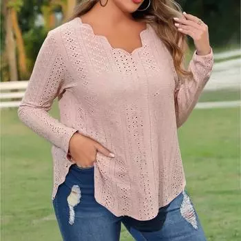 Long Sleeve Shirts For Women Cute Shints Graphic Tees Blouses Casual Plus Size Basic Shints Pullover XL розовый