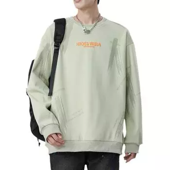 Long-sleeved Japanese Trendy Round Neck Sweatshirt for Men Spring and Autumn New Style Simple Solid Color Pullover Sweatshirt Jacket Large Size M