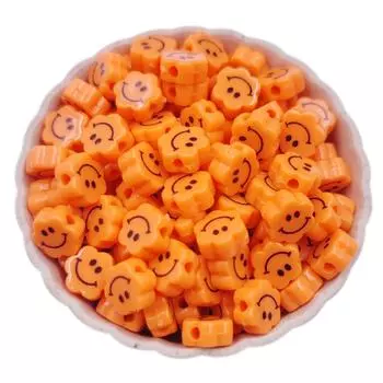 Loose Beads Flower Smiling Acrylic 10Pcs 9mm Charms Pendant Necklace Bracelet Jewelry Making DIY For Wholesale 18