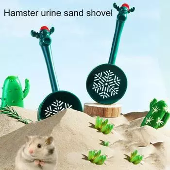 Лопата для песка для хомяка, мультяшная форма, длинная ручка, 2 мм, плотное отверстие, многоразовая, большая, поверхность, экономит силы зелёный