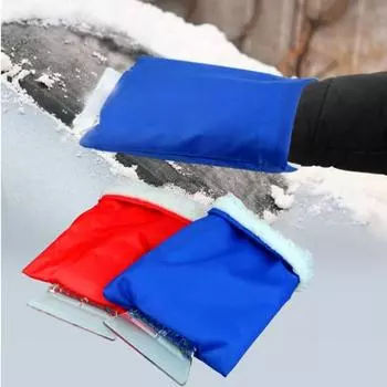 Лопата для снега и льда с плюшевыми теплыми перчатками, скребок для чистки, инструмент для удаления льда с окна автомобиля, наружные зимние инструменты красный