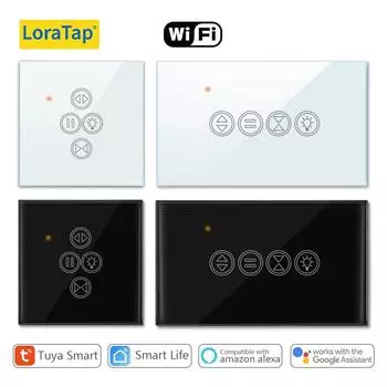 LoraTap Tuya Smart Life WiFi Roller Shutter Curtain Light Switch для электрических моторизованных жалюзи Работает с Alexa Google Home Voice
