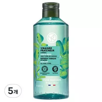 Лосьон-ополаскиватель Yves Rocher Refresh Vinegar with Moringa для всех типов волос и кожи головы, 400 мл, 5 шт.