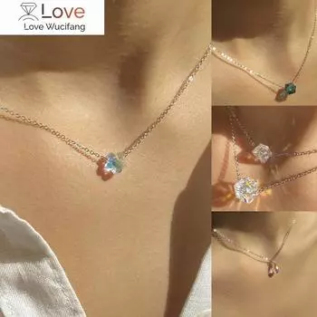 Lost Lady Новая мода Сердцевидный цветок Цветной циркон кулон ожерелье тот же абзац подарок на день рождения ювелирные изделия оптом