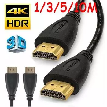 Лот Высокоскоростной кабель HDMI 1/3/5/10 м, золотой HDTV Ultra HD 4K HD 2160p 1080P 3D 1M чёрный
