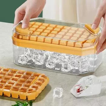 Лотки для кубиков льда с крышкой, контейнер с 50 полостями, форма для льда для морозильной камеры, ящик для хранения льда, мини-лопатка для льда без бисфенола-А B зелёный