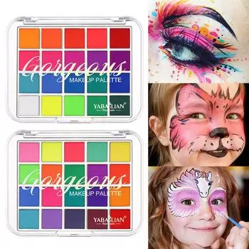 Лоток для теней для век Face Painting, яркое граффити, цветные тени для век для лица, легко очищаемые, цветной макияж для лица 02#
