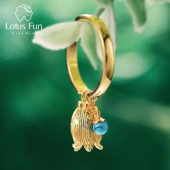 Lotus Fun Redbud Flower Настоящее серебро 925 пробы с натуральным камнем Ювелирные изделия ручной работы женские кольца Bijoux