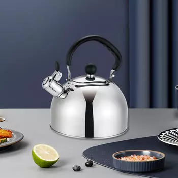 Loud Whistle Kettle Stainless Steel for Stovetops Gas Electric Induction Tea Maker серебряный