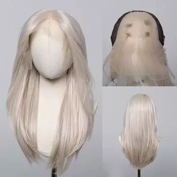 LOUIS FERRE Платиновый 13*6 кружевной передний синтетический парик для белых женщин длинный прямой многослойный парик свободная часть ежедневная вечеринка высокая плотность