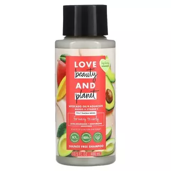Love Beauty and Planet, Шампунь 3 в 1 для волн и кудрей, масло авокадо, агуакат манго и витамин Е, 400 мл (13,5 жидких унций)