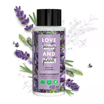 Love Beauty and Planet Шампунь против вьющихся волос с натуральным аргановым маслом и сульфатом лаванды, 400 мл
