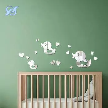 Love duck mirror sticker bathroom decoration three-dimensional acrylic wall sticker wall arrangement
